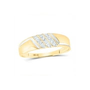 10kt Yellow Gold Mens Round Channel-set Diamond Diagonal Triple Row Wedding Band 1/8 Cttw Size 8